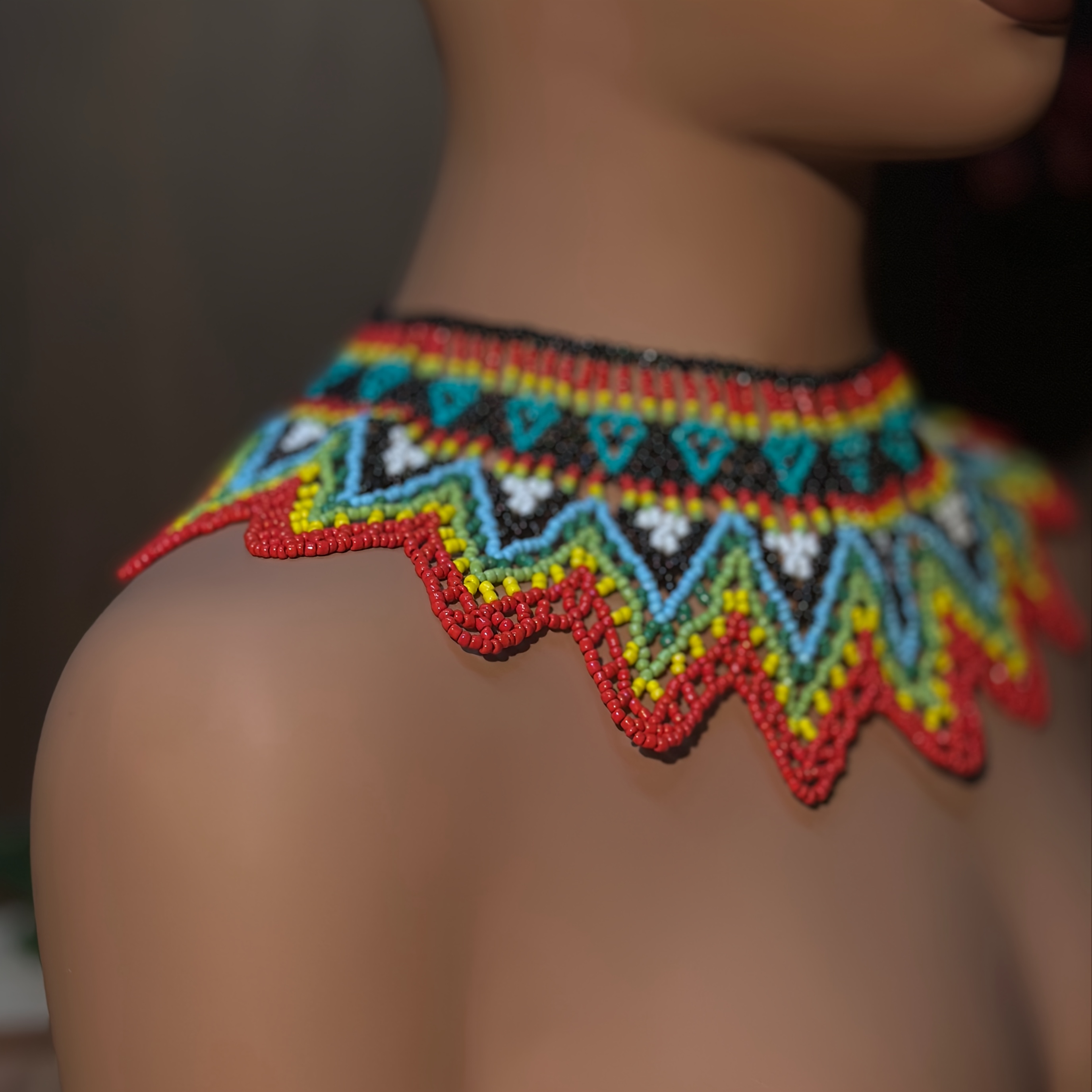 Bohemian Style Beaded Necklace Colorful Beaded Shawl Necklace